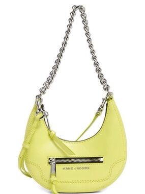 NWT Marc Jacobs Leather Crescent Bag Limoncello Silver Tone Chain Zipper - NEW